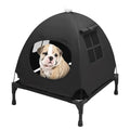 Pozico Elevated Pet Bed with Breathable Mesh for Small Cat and Dog, Raised Cooling Pet Cot for Puppy and Kitty, 18.9x18.9 inch (Black Bed with Canopy) - color: Black Bed with Canopy