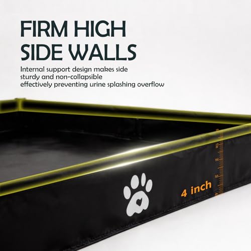 MEEXPAWS Dog Pee Pad Holder Tray Foldable, Puppy Pad Holder Liner Base High Side, Dog Litter Box Indoor for 22’’x22’’ Pee Pads, Training Pad Holder Leak-Proof, Potty Pad Holder for Dogs Easy Clean - color: Black, size: Medium - 23'' x 23'' x4''