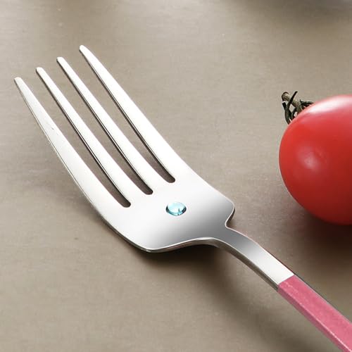 VANRA 3-Piece Portable Travel Utensils Set with Case 18/8 Stainless Steel Flatware Set Reusable Cutlery Set with Fork Spoon Knife for Lunch Travel Camping School Work Picnic (Pink) - color: Pink, size: Fork Spoon Knife