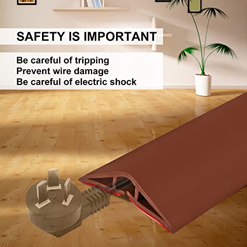 20Ft Floor Cord Cover Brown Silicone Cable Protector Easy to Install Wire Organizer and Hider for Home, Office, Garage (Brown-6m) - color: Brown-Silicone, size: 20Ft