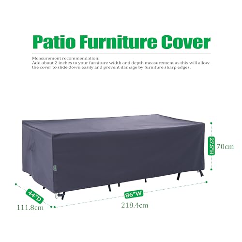 F&J Outdoors Patio Table Covers Waterproof Rectangular 86 x 44 x 27.5 inches, UV Resistant Snow Protection for Outdoor Dining Tables, Grey - size: 86"(W)x44"(D)x27.5"(H)