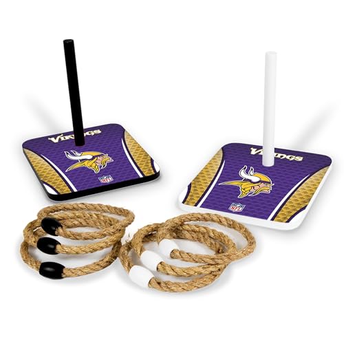 Solid Wood NFL Quoits Set with Direct Print HD Team Graphics – Tailgate Ring Toss Game – Great Gift for Any Football Fan! Ring Toss Family Outdoor Games for The Beach