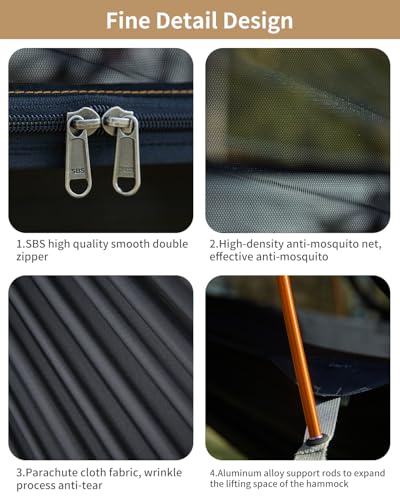 Camping Hammock Tent with Mosquito Net and Sunshade, Extra Large for 2 Person, Lightweight Hanging Hammocks Tree Straps, Bivvy Ground Tent for Outside, Hiking, and Travel - color: Hammock-camouflage