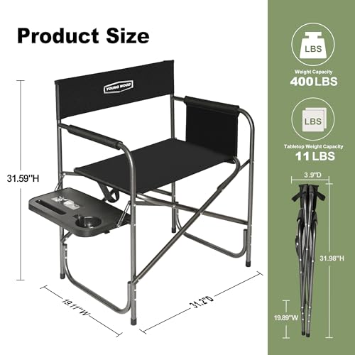 YOUNG WOOD Camping Directors Chair with Side Table, Foldable and Portable, Fishing,Trip,Picnic,Hike，Lawn,Sports,Beach,Outdoor Camping Chair for Adults,Drink Holder and Mobile Storage,2p - size: 2p