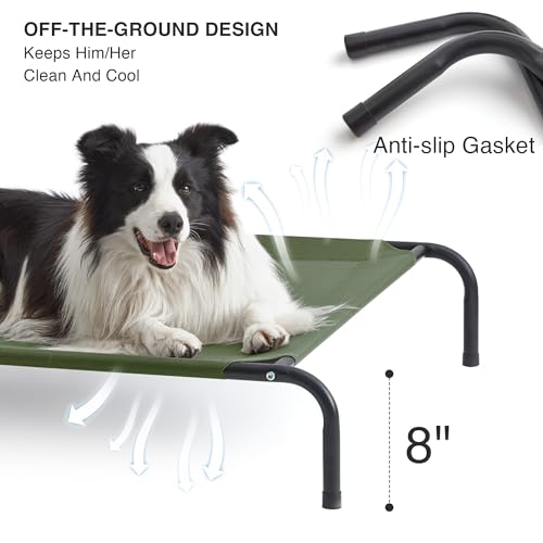 Love's cabin Elevated Cooling Dog Bed for Large Dogs, Portable Indoor & Outdoor Raised Pet Dog Cat Cot, Durable Summer Frame with Breathable Mesh, Olive Green, 48 inches - color: Olive Green