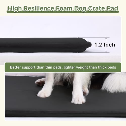 XL Dog Crate Pad, Double-Sided Waterproof Crate Mat Bed, Outdoor Kennel Mat Pet Sleeping for Medium Large Dogs, Waterproof, Wipeable, Anti-Slip, Kennel Pad 41 x 27 Inch, Black - color: Black, size: 41"L x 27"W x 1.2"Th