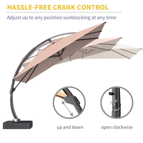Kingdura 10x10 FT Cantilever Patio Umbrella with Base Included, Large Square Offset Outdoor Pool Umbrella, 360° Rotation & Infinite Tilt, Heavy Duty Aluminum Frame for Deck Backyard, Beige - color: Beige, size: 10x10 FT