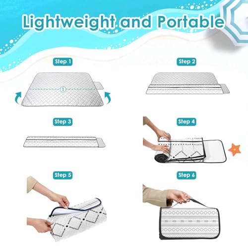 Waterproof Picnic Outdoor Blanket, 79" x 59" Sandproof Foldable Large Picnic Blanket for Beach, Camping, Park, Travel, Concert, Great Gift for Families and Couples (Simple Lines) - color: Simple Lines 03