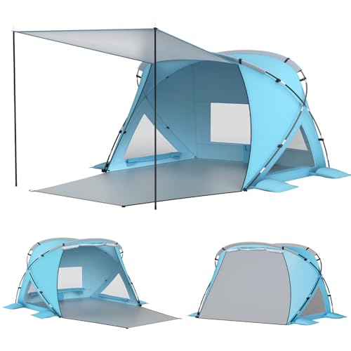 Elegear Beach Tent Sun Shelter with Canopy, CumbreX™ 4-6 Person Pop Up Beach Tent, Easy Setup UPF 50+ UV Protection Portable Lightweight Waterproof Cooler Family Beach Cabana Sun Shade Shelter - Blue - color: Blue