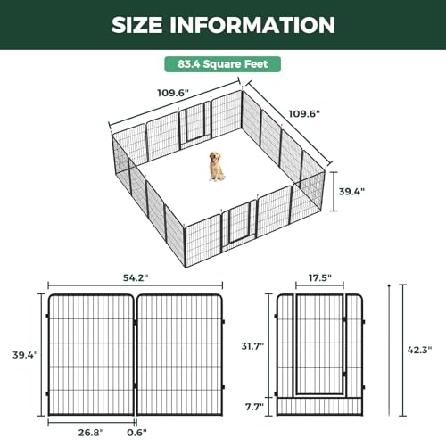 FXW Instant Unleashed Dog Playpen, Portable Pet Fence for Outdoor, RV Trips, and Camping, 40inch, 16 Panels for Medium and Large Dogs│Patented - size: 40"H