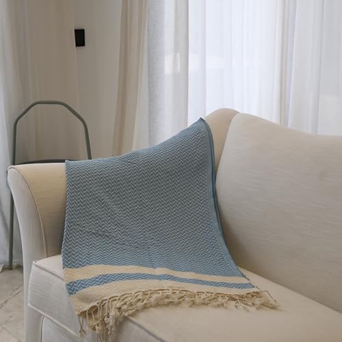 mysticalanatolia Turkish Beach Towel Oversized Cotton Sand Free Quick Dry Lightweight Peshtemal Large Travel Yoga Picnic Blanket Absorbent Compact 39x79 Light Blue - color: Light Blue