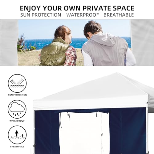 Sunshade Sidewall, Canopy Saidwall with Door and Window for 10×10 Pop Up Straight Leg Canopy Tent, Outdoor Instant Canopies Wall, 1 Pack Canopy Sidewall Only (Spliceable, Navy) - color: Navy - Spliceable