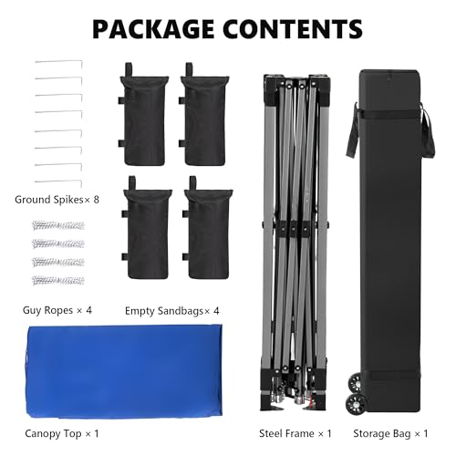 OLIXIS 10x10ft 1-Person Pop Up Canopy Tent, Heavy Duty One Push Setup Portable Outdoor Shelter for Beach Events Camping with Rolling Carry Bag, Navy Blue - color: Navy Blue, size: 10 x 10 FT(one push)