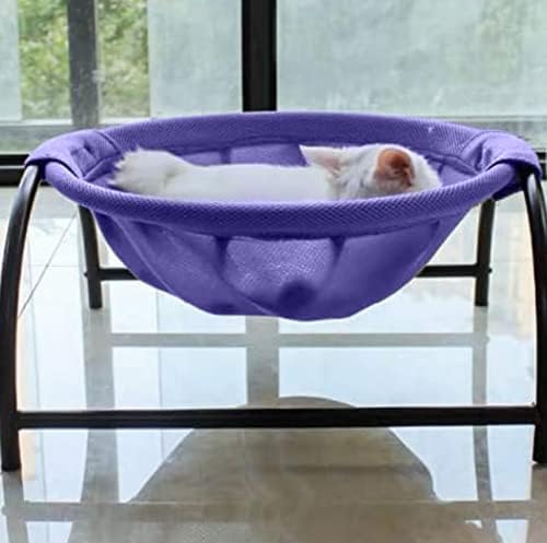 JUNSPOW Cat Bed Dog Bed Pet Hammock Bed Cat Sleeping Cat Supplies Pet Supplies Whole Wash Stable, Detachable & Breathable, Easy Assembly Indoors Outdoors, 16.9 in x 16.9 in x 9.5 in - color: Purple, size: 16.9"L x 16.9"W x 9.5"Th (Mesh)