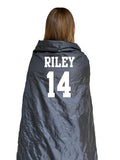 Threadart Personalized Outdoor Rainproof & Windproof Thick Stadium Blanket | for Camping, Picnic, Sports, Festivals, Football, Baseball, Concerts, Parks, Beach 55" x 79" - color: BLACK
