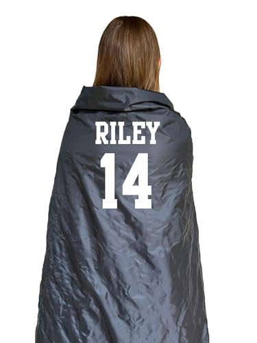 Threadart Personalized Outdoor Rainproof & Windproof Thick Stadium Blanket | for Camping, Picnic, Sports, Festivals, Football, Baseball, Concerts, Parks, Beach 55" x 79" - color: BLACK