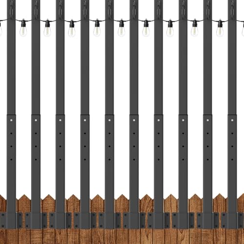 NUERPO 10 Pack String Light Poles,2.8Ft Metal Poles for Outdoor String Lights,Outdoor Light Poles with Post,Poles/Stand for Outside,Patio,Deck,Backyard,Garden Wedding,Party - size: 10 Pack 2.8FT String Light Pole