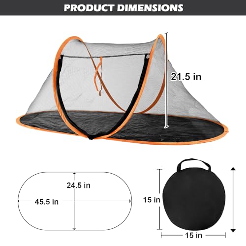 Cat Tent Outdoor, Pet Enclosure Tent Suitable for Cats and Small Animals, Indoor Playpen Portable Exercise Tent with Carry Bag(Orange) - color: Orange