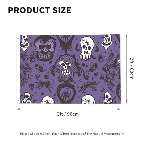 Horror Pattern On Purple Background Flag 2 X 3 Ft Double Sided Vertical Garden Flag Seasonal Holiday Banner With Brass Grommets Photo Backdrop Yard Flag For Outdoor Indoor Home Decor - color: Horror Pattern On Purple Background