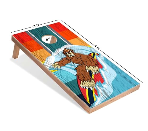 World Series of Cornhole Regulation Size Cornhole Boards – Lightweight & Durable All-Wood Construction | Backyard Bean Bag Toss Set | Rugged Outdoor Game for Tailgates, BBQs, & Backyard Battles - color: Riding Waves Sasquatch