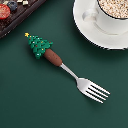 Christmas Utensil Set | Reusable Portable Cutlery Set | Stainless Steel Knife Fork Spoons Gift Box | Includes Themed Utensils (Tree/Santa/Deer/Snowman) | Ideal Christmas Gift - color: Christmas Design-Sliver