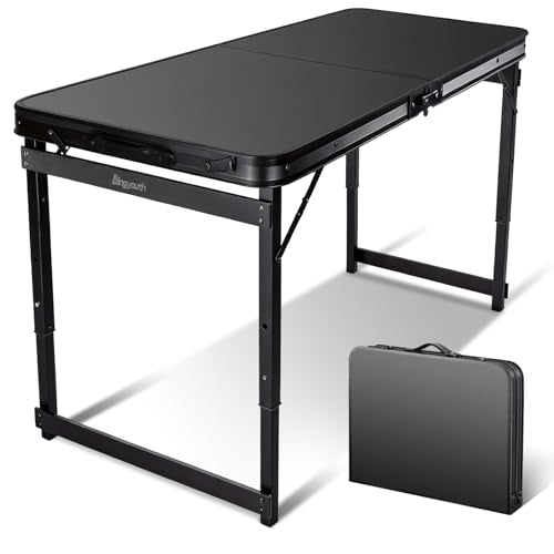 3.3FT x 2FT Folding Camping Table with Aluminum Alloy Legs, Adjustable Height Portable Outdoor Picnic Table for Camping, Travel, Parties, Kids Crafts, and Market Vendor Use - size: 3.2 ft x 2 ft × 1.97 ft H