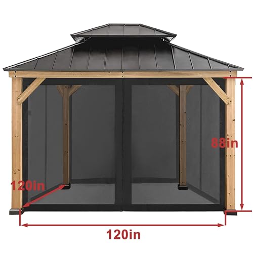 CoastShade Universal Replacement Canopy Mosquito Netting Screen Sidewalls Only for 10' x 10' Gazebo Canopy,Black - color: Black, size: Meshwall-10 x 10 ft