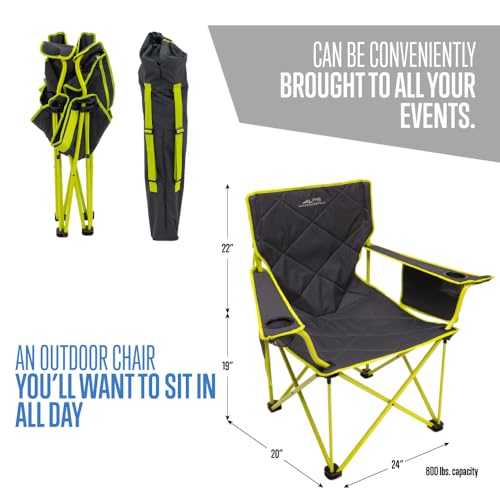ALPS Mountaineering King Kong Camping Chairs for Adults with Mesh Cup Holders and Pockets, Built Durable and Reliable with Compact Foldable Steel Frame - color: Charcoal/Citrus - New