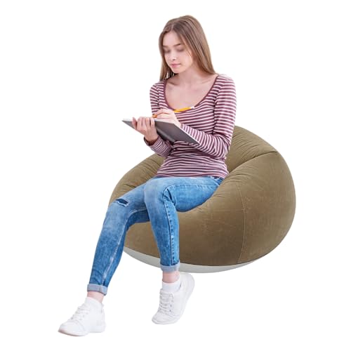 6 Pack Bean Bag Chairs - Inflatable Chairs with Electric Air Pump - Outdoor Blow up Camping Chairs - Lazy Sofa Portable Loungers Couch for Movie Bedroom Reading Camping (Coffee) - color: Coffee