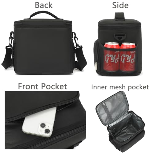 GYEUKHAM Unisex Insulated Lunch Bag, Black, 10.2 x 7.5 x 9 inches, Durable Oxford Fabric, PEVA Lining, 3+ Years - color: Black#2