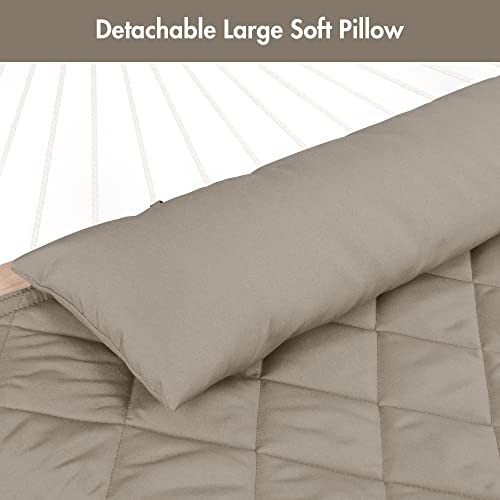 ANOW Double Hammock Pad and Pillow Set, 2 Person Polyester Hammock Pad, Light Brown - color: Light Brown