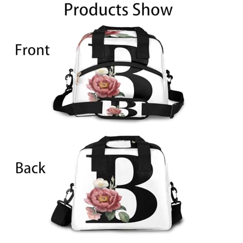 Letter B Insulated Lunch Bag for Women Men Reusable Waterproof Lunch Box Cooler Tote Bag One shoulder portable meal bag Portable Adult Lunchbox for Work Picnic Hiking Beach - color: Letter B