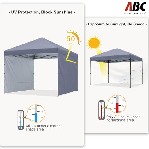 ABCCANOPY Easy Pop up Canopy Tent with 2 Sidewalls for Outdoor Sun Blocking or Rain Protection,8X8, Gray - color: Gray, size: 8x8
