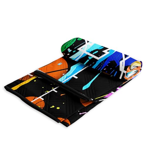 Outdoor Picnic Blanket Portable Ultrasonic Waterproof Picnic Cartoon Basketball Printed Camping Beach Mat for Sand and Wet Grass Hiking (Cartoon Basketball L - color: Cartoon Basketball, size: Extra Long - 78"x78"