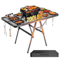 Raynesys Foldable Grill Table with Mesh Desktop, 200lbs 4Ft Portable Folding Table, Height Adjustable Metal Table for Ourdoor, Camping, Picnic, BBQ and Beach, RV, 47.24" L x 23.62" W - size: XL(4Ft-47.24" x 23.62" x 17.32"/24.41"/29.53")