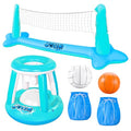 JOYIN XL Inflatable Pool Float Set, 125'' Volleyball Net & Basketball Hoops, Extra Large Floating Swimming Game Toy for Kids and Adults, Summer Floaties, Volleyball Court|Basketball, XL-Blue, Cyan - color: Blue Cyan, size: X-Large