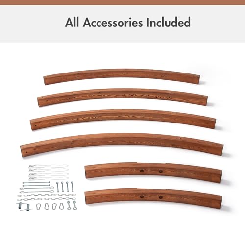 ANOW 13.5FT Curved Wood Hammock Stand Only, Heavy Duty Larch Wood Hammock Arc Stand with 2 Chains, 4 Carabiners and 4 Balance Ropes, 400 LBS Weight Capacity - color: Larch Wood