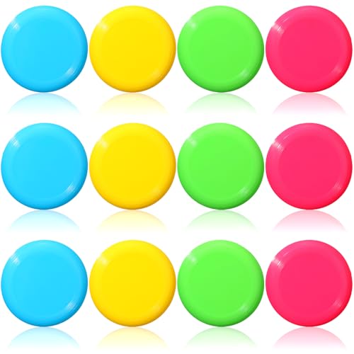 Hiboom Kids Flying Discs 3.4 Inch Mini Flying Disks Bulk Flyer Toy for Outdoor Pets Dog Yard Lawn Games Party Kindergarten Teaching Favors, 4 Colors