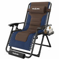 Amopatio Foldable Zero Gravity Chair, Oversized Outdoor Reclining Chair, 500LB Weight Capacity XLPatio Recliner with 0-170° Adjustable Backrest, Heavy Duty Lounge Chair with Cup Holder - color: Blue-brown, style: 29in-1pc