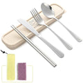 Boulder Bee Travel Utensils Set | Reusable Camping Cutlery Set | Stainless Steel Flatware Set | Portable Silverware Set with Case | Includes Knife/Fork/Spoon/Chopsticks/Cleaning Cloth/Case (Sliver) - color: With Chopsticks-Silver