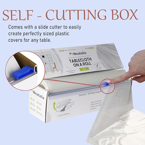 Clear Plastic Tablecloth Roll 54in X 120ft Disposable Waterproof Cover Table Cloth Rolls for Outdoor Party Events Tablecloths for BBQ Picnic Rectangle and Round Tables and Decorative Supplies - color: Clear
