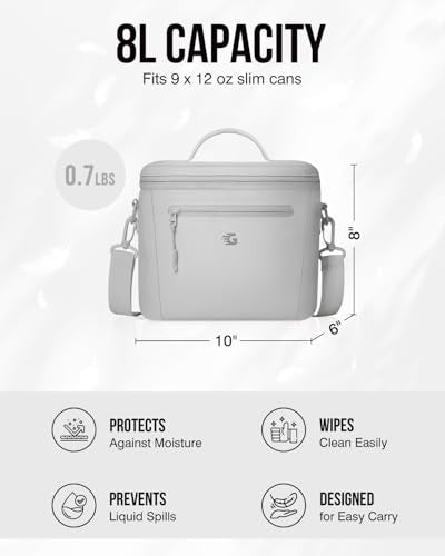 GLORIEROO Insulated Lunch Box Bag Women Girls - Waterproof Leakproof Lightweight Reusable Cooler for School Work Picnic - Back to School - color: Gray, size: Small 8L