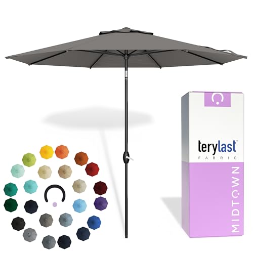 Midtown Umbrellas The Lean Patio Umbrella (Terylast Fabric - Charcoal, 8 Foot) - color: Terylast Fabric - Charcoal, size: 8 Foot