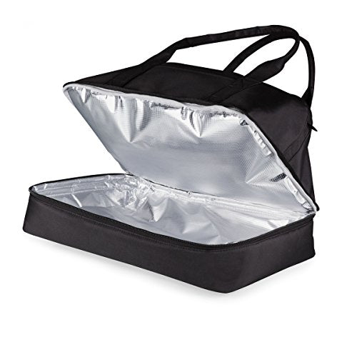 PICNIC TIME Potluck Insulated Casserole Carrier, Thermal Food Carrier, Portable Food Warmer, Insulated Container for up to 300 Degrees with Framed Window and Comfort handles (Black) - color: Black