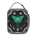 Moth Moon Phase Witchy Psychedelic Eyes Moon Stars Insulated Lunch Bag Portable Reusable Zipper Lunch Box For Men Women Work Picnic Travel Camping - color: Black12
