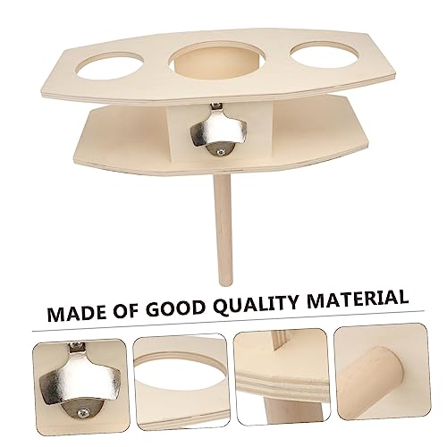 1pc Detachable Outdoor Wine Stake Rack Simple Ground Insert Beer Holder for Picnics and Camping Khaki Wooden Design Easy Assembly and Relocation Fits Bottle