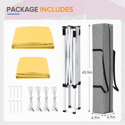 EAGLE PEAK Pop up Canopy 5x5, Outdoor Portable Canopy Tent with One Removable Sunwall, Carry Bag Included, Yellow - color: Yellow