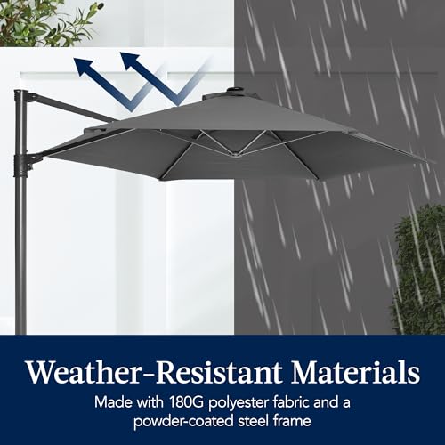 Best Choice Products 10ft Offset Cantilever Hanging Market Patio Umbrella, Smooth 360° Rotation, 8 Sturdy Ribs, Easy Adjustment - Gray - color: Gray, size: Offset w/ 360° Rotation
