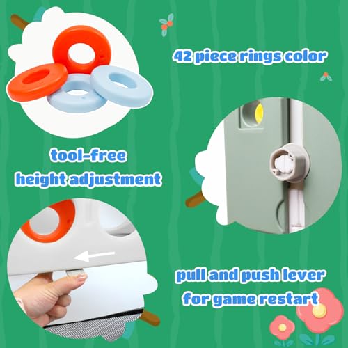 Ancaixin Giant 4 in-A-Row Connect Game Set, Adjustable Height Jumbo Yard Game with Basketball Hoop, Golf, Mesh Pocket & Ring Toss, Indoor Outdoor Family Backyard Party Game for Kids and Adults, White - color: White