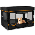 Durable Dog Playpen with Iron Frame, Heavy-Duty Pet Tent with Waterproof Base & Mesh Sides for Indoor Outdoor Use, Black - color: Black
